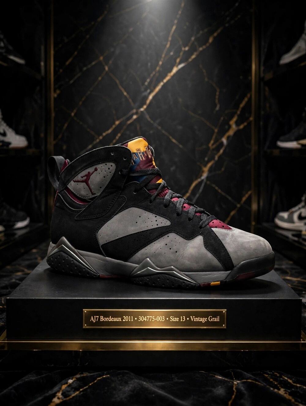 Size 13 - Jordan 7 Retro Bordeaux 2011 304775-003 Black Graphite Burgundy Vint